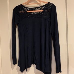Hollister Dark Blue Lace Long Sleeve